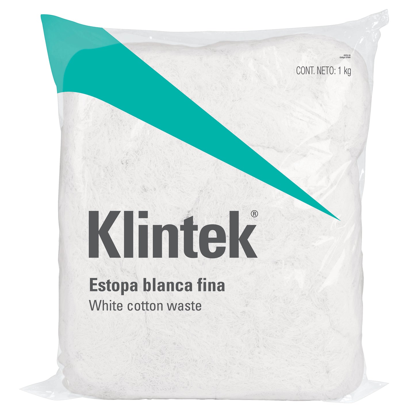 ESTO-1B Bolsa de 1 kg de estopa extra fina, color blanco, KLINTEK