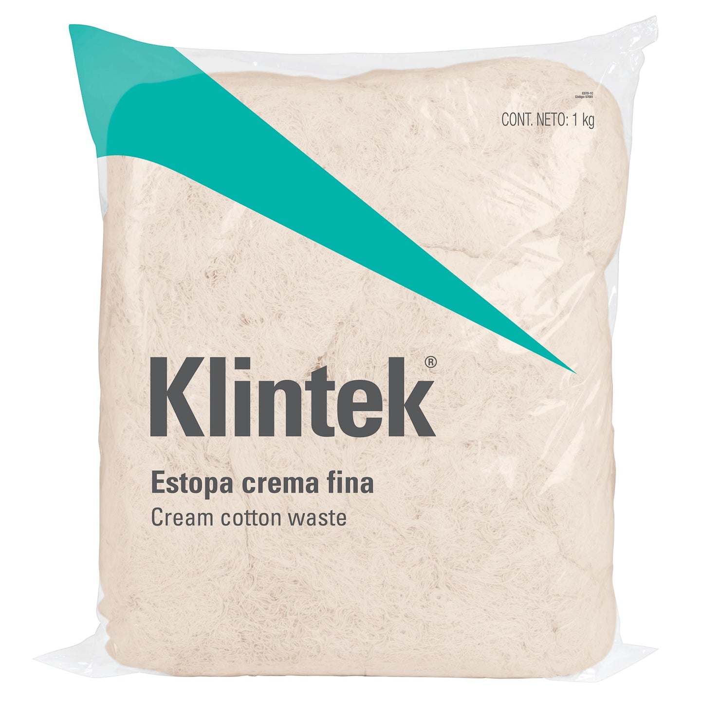 ESTO-1C Bolsa de 1 kg de estopa extra fina, color crema, KLINTEK