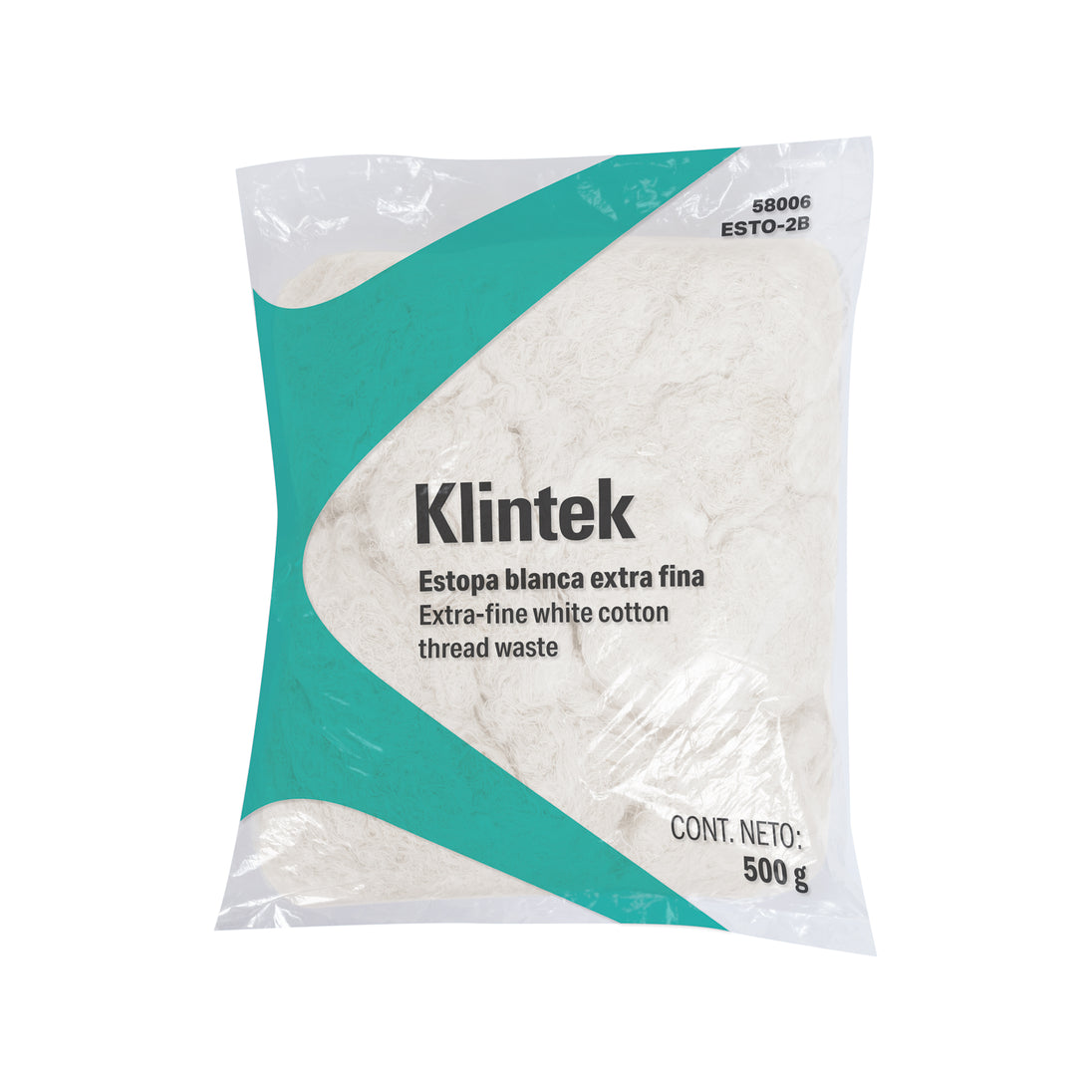 ESTO-2B Bolsa de 1/2 kg de estopa extra fina, color blanco, KLINTEK