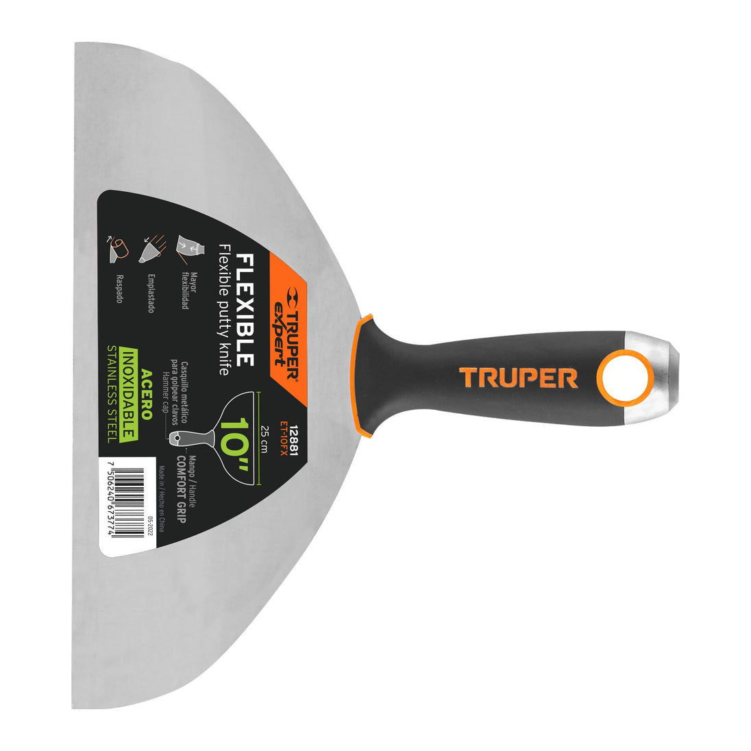 ET-10FX Espátula flexible 10" acero inoxidable, Comfort Grip, EXPERT