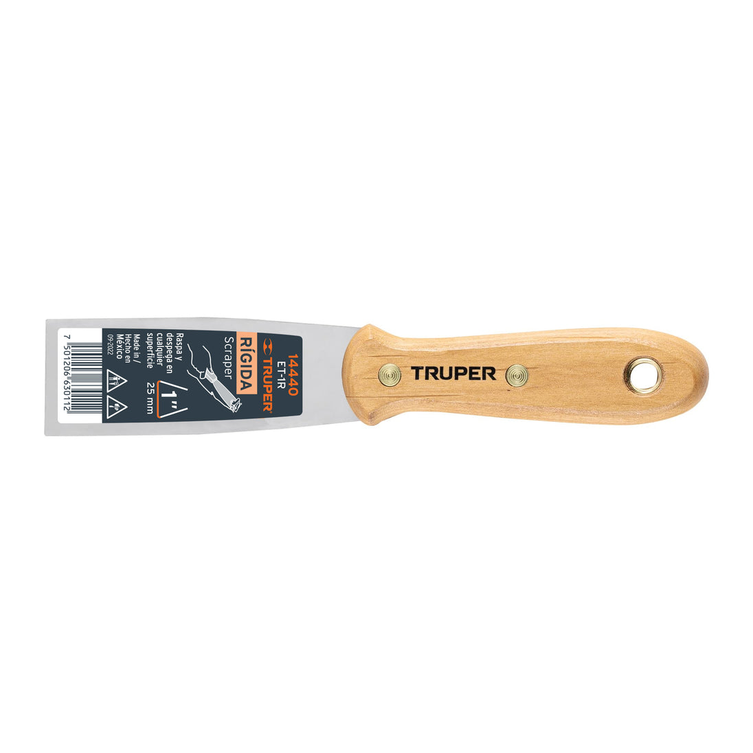 ET-1R Espátula rígida 1" con mango de madera, Truper
