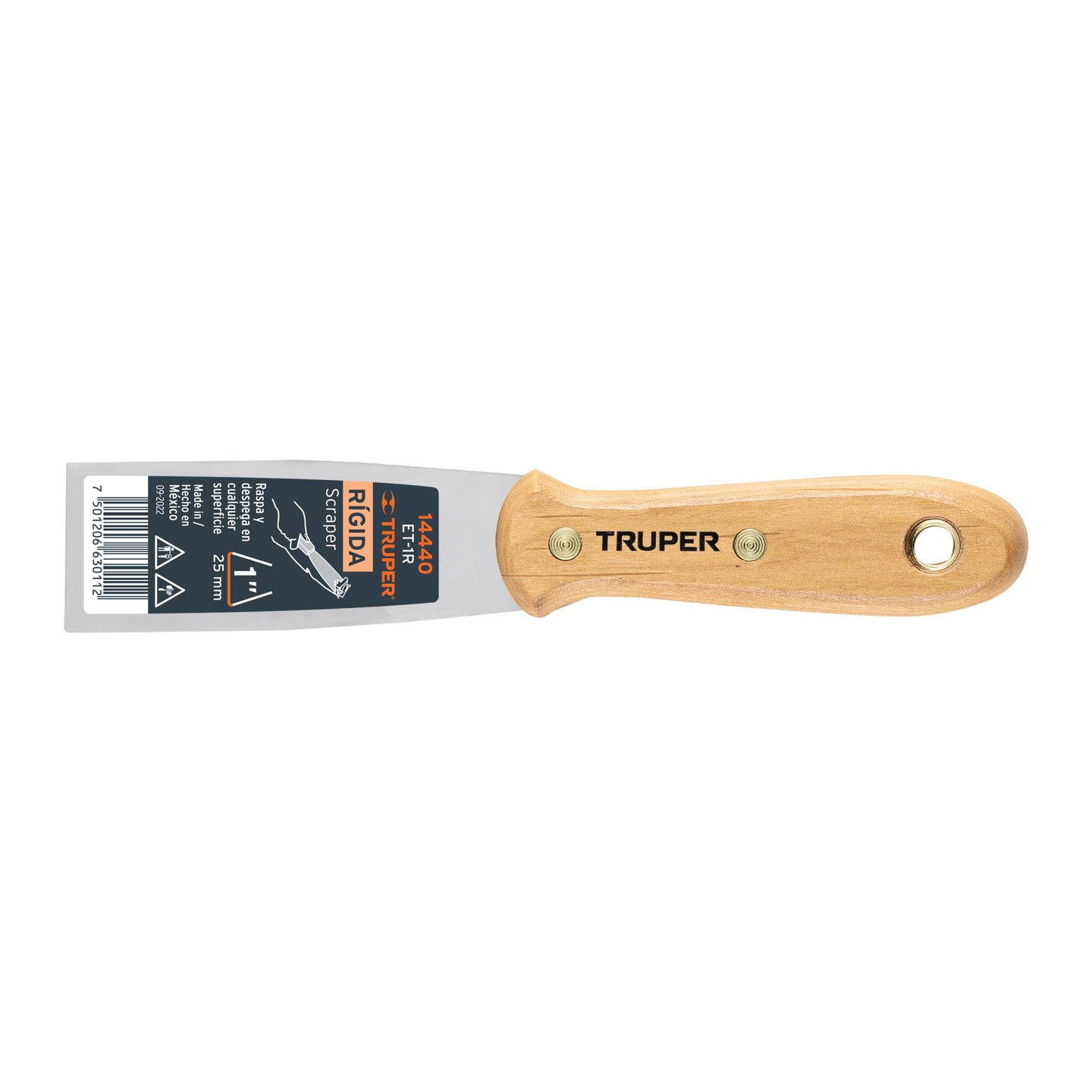 ET-1R Espátula rígida 1" con mango de madera, Truper
