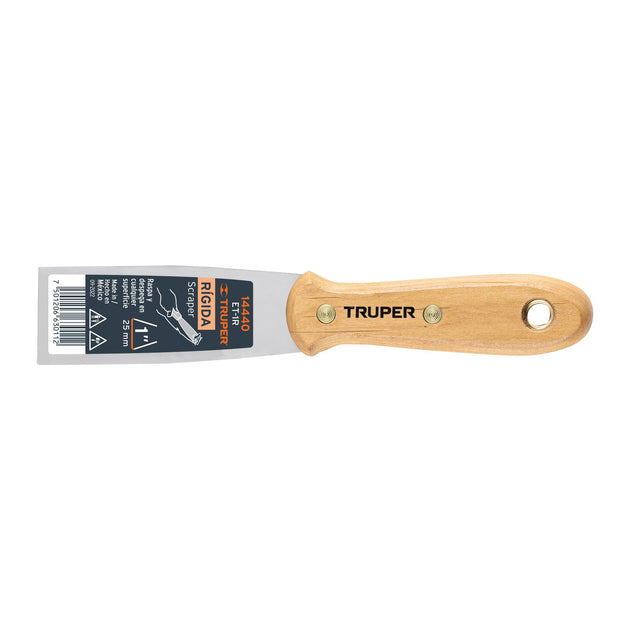 ET-1R Espátula rígida 1" con mango de madera, Truper