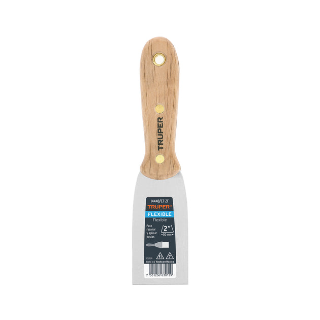 ET-2F Espátula flexible 2" con mango de madera, Truper