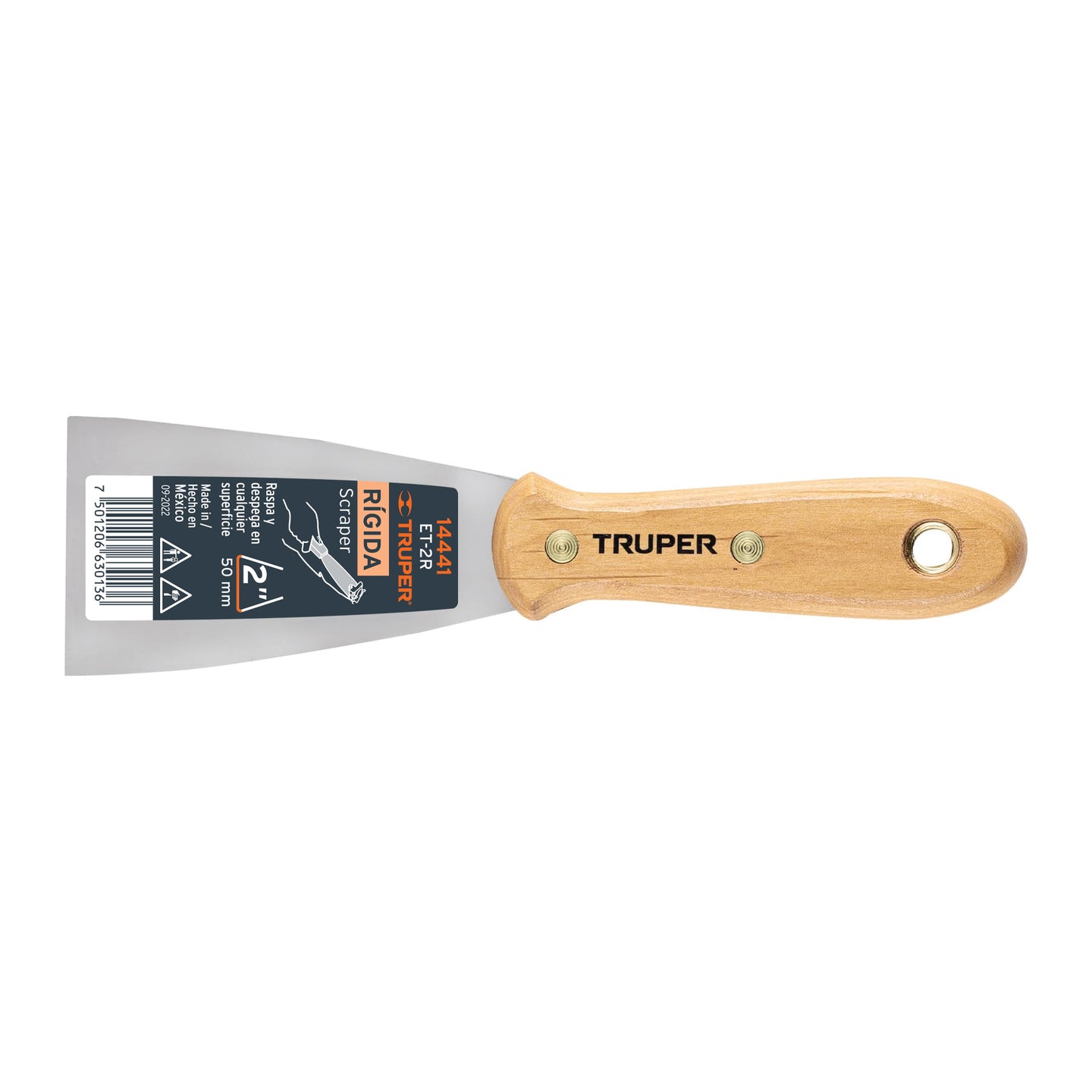 ET-2R Espátula rígida 2" con mango de madera, Truper