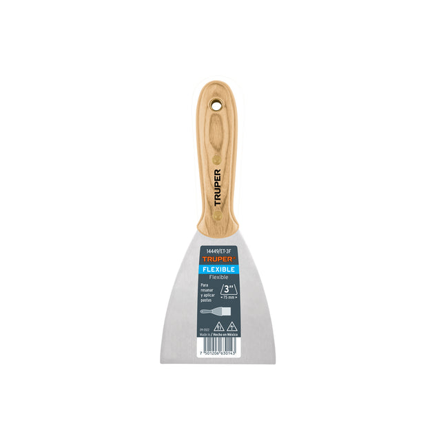 ET-3F Espátula flexible 3" con mango de madera, Truper
