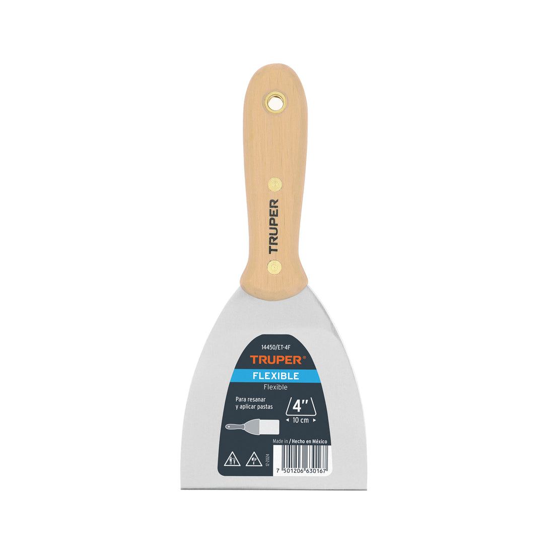 ET-4F Espátula flexible 4" con mango de madera, Truper