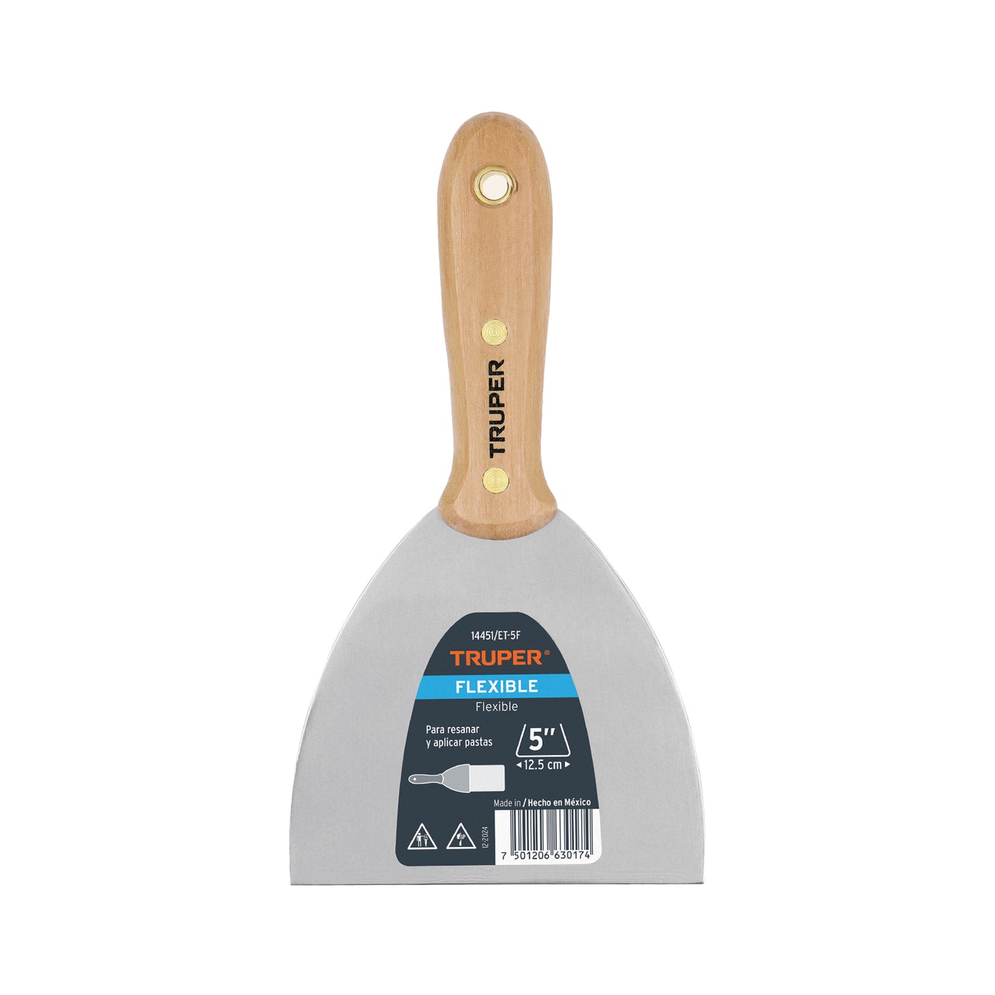 ET-5F Espátula flexible 5" con mango de madera, Truper