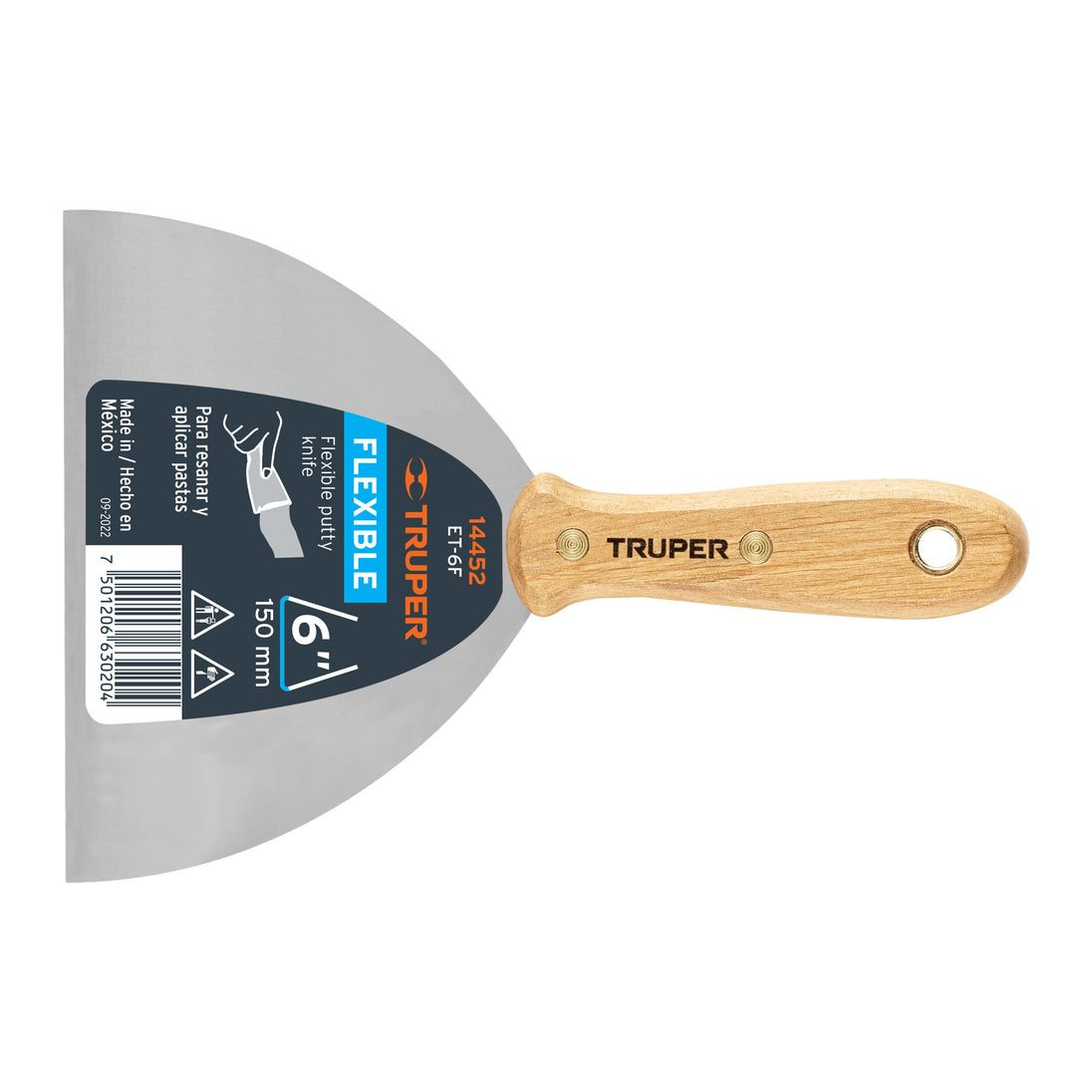 ET-6F Espátula flexible 6" con mango de madera, Truper