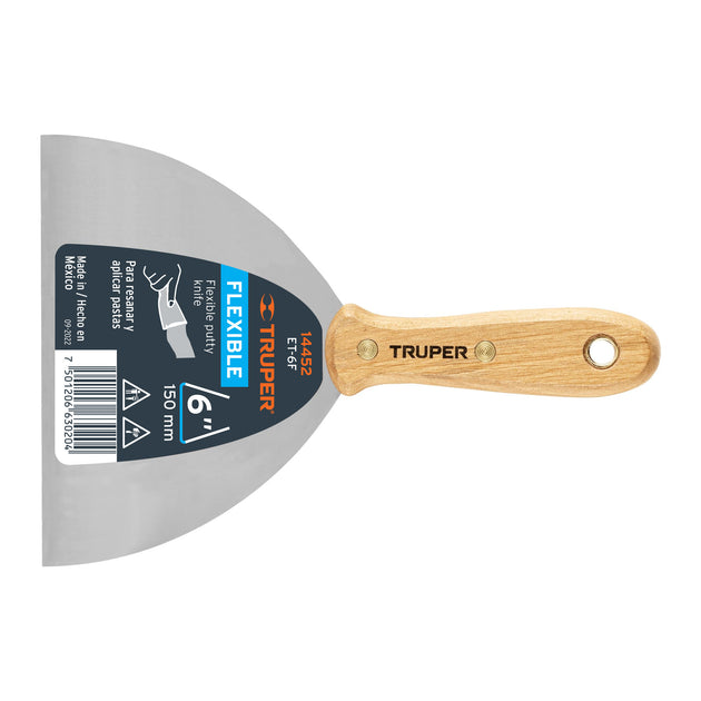 ET-6F Espátula flexible 6" con mango de madera, Truper