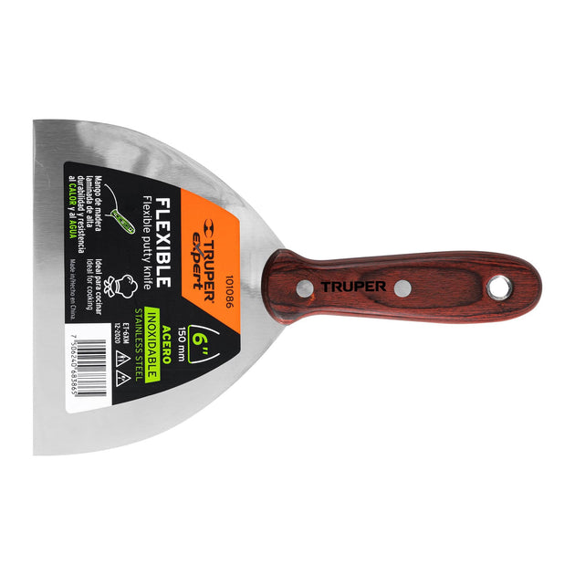 ET-6XM Espátula 6" acero inoxidable con mango de madera, Expert
