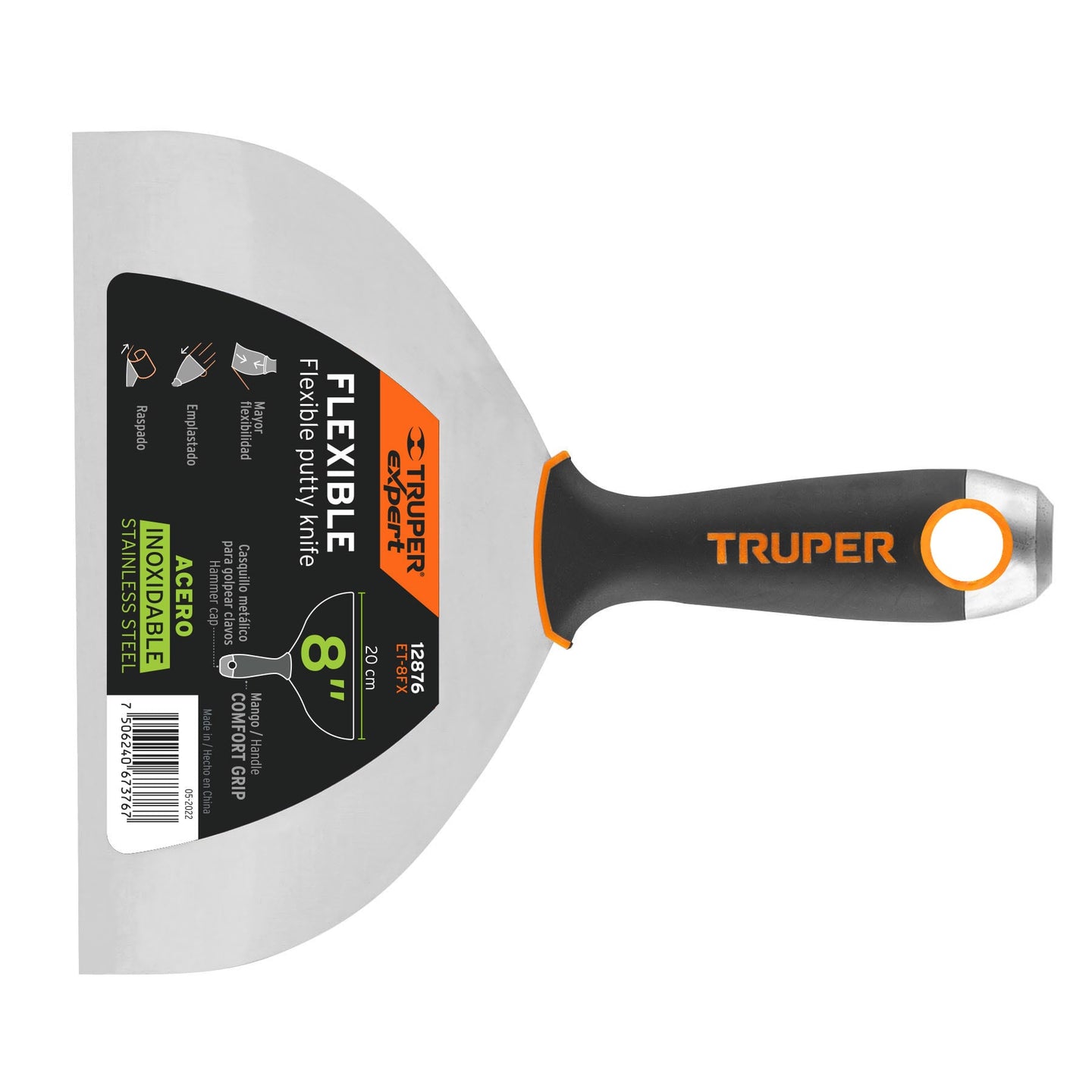 ET-8FX Espátula flexible 8" acero inoxidable, Comfort Grip, EXPERT