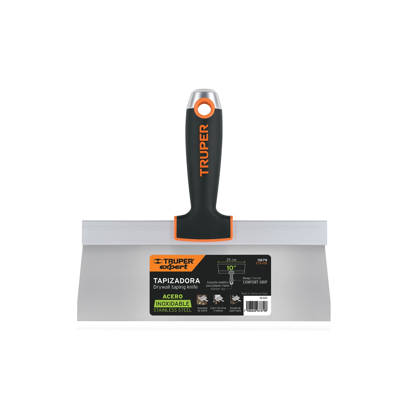 ETA-10X Espátula tapizadora de 10" acero inoxidable, Truper Expert