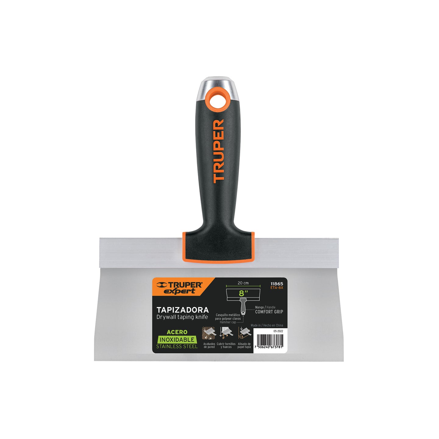 ETA-8X Espátula tapizadora de 8" acero inoxidable, Truper Expert