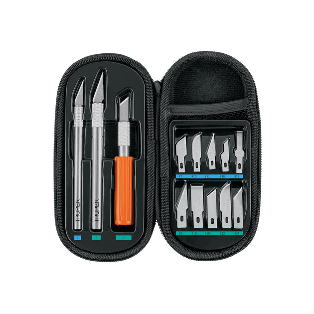 EXA-11 Juego de exactos profesional con 13 cuchillas,estuche,TRUPER