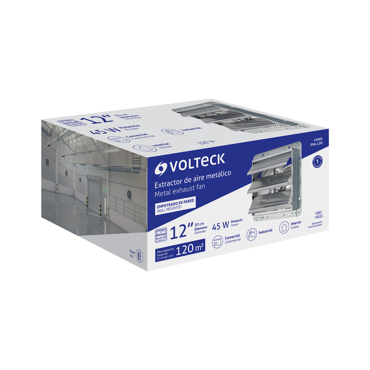 Extractor Industrial Volteck EXA-12M 12" 45W | 1900 m³/h