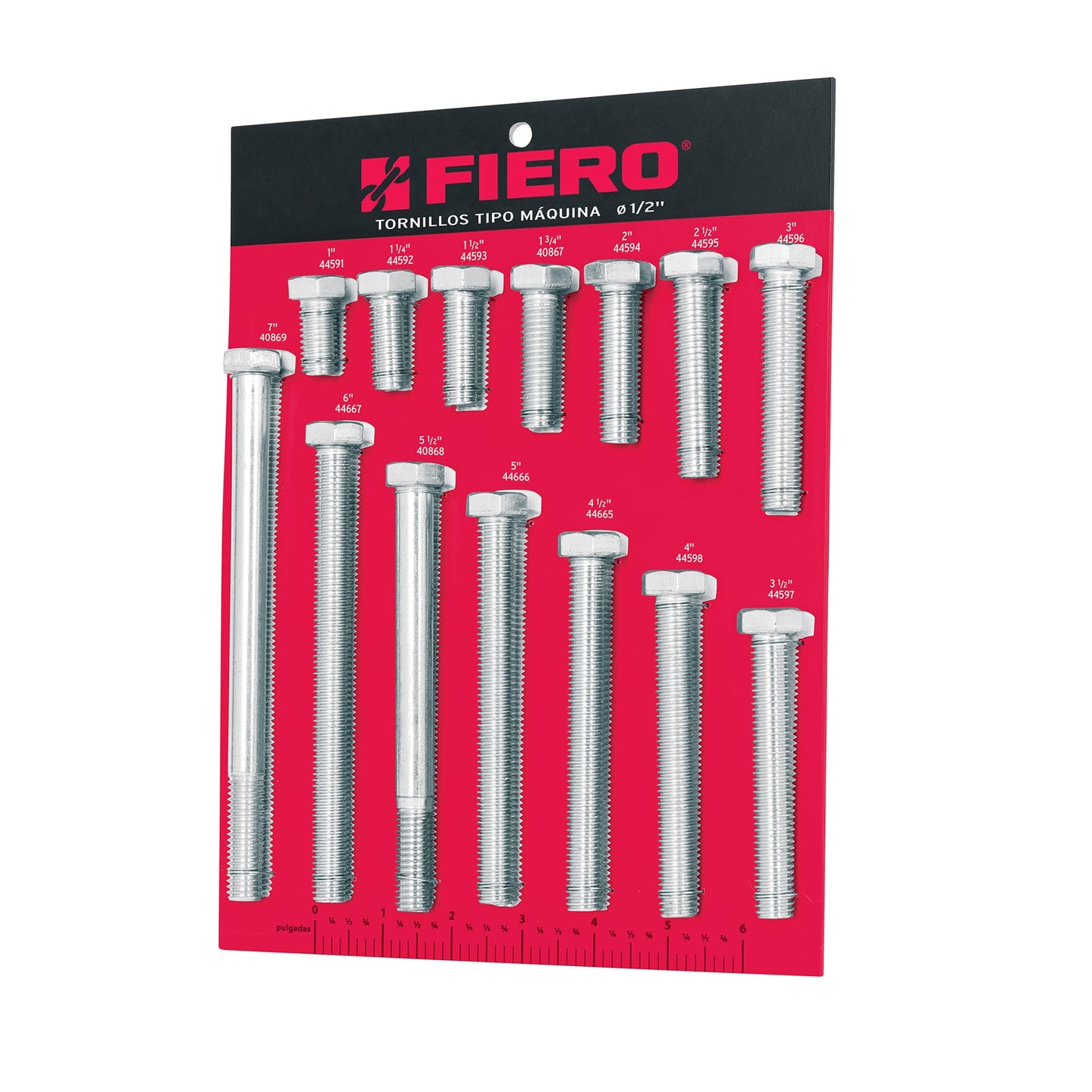 EXF-TORM-1/2 Exhibidor FIERO con tornillos tipo máquina, 1/2"