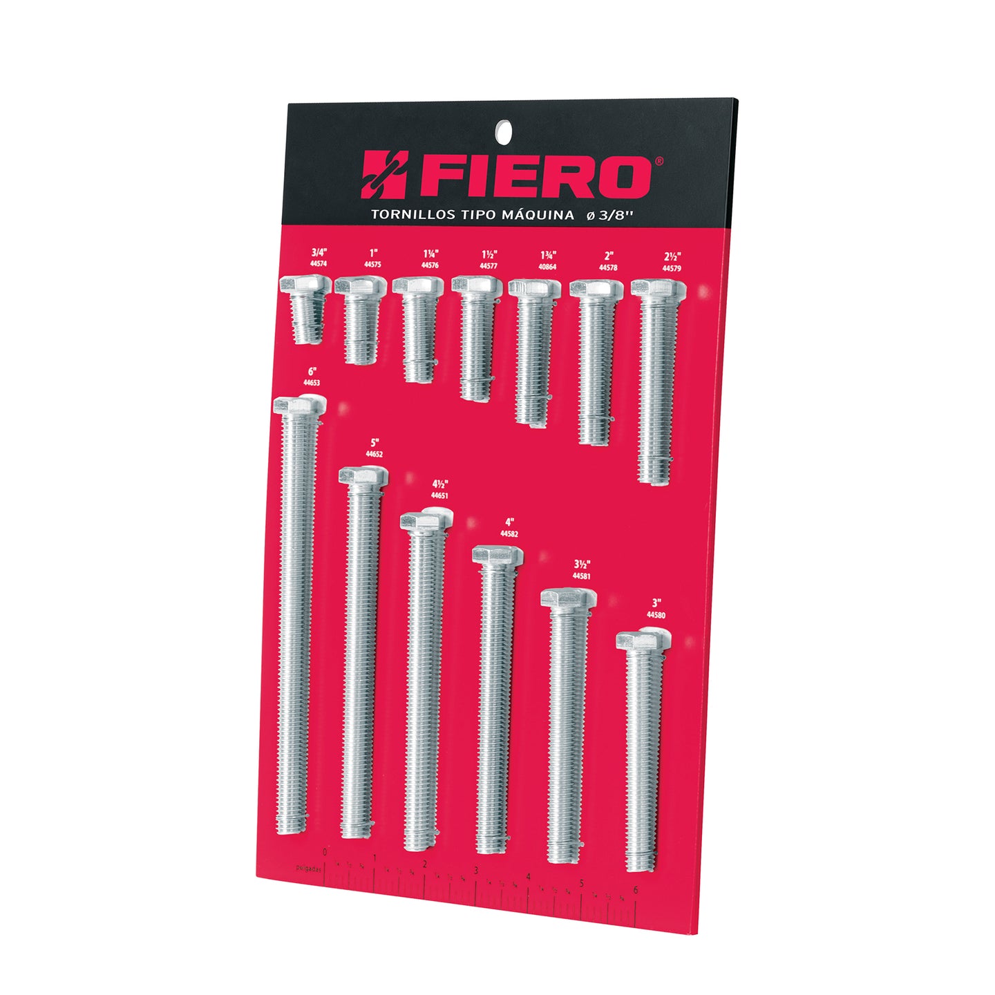 EXF-TORM-3/8 Exhibidor FIERO con tornillos tipo máquina, 3/8"