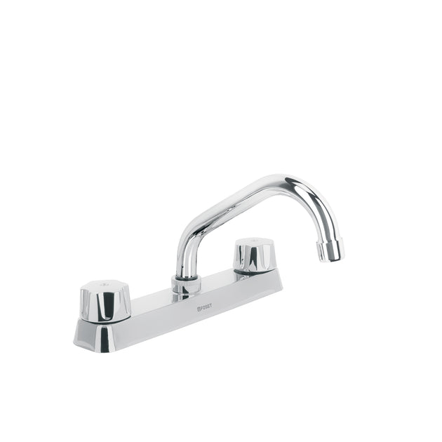 F-317 Mezcladora 8" fregadero cromo, cuello corto,hexagonal, BASIC