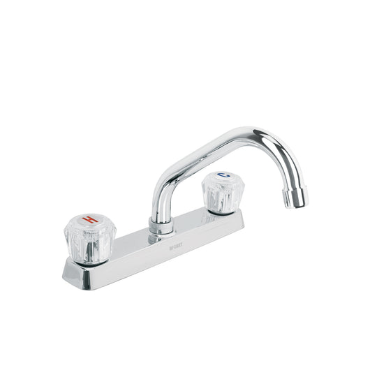F-317A Mezcladora 8" fregadero cromo, cuello corto, acrílico, BASIC