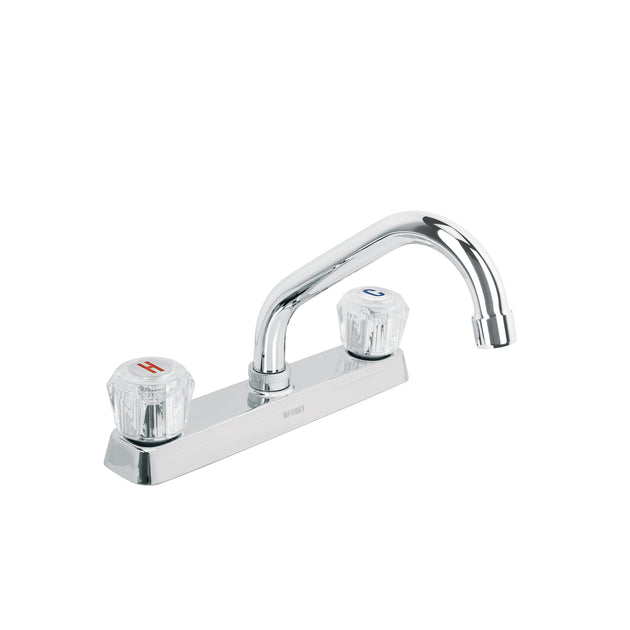 F-317A Mezcladora 8" fregadero cromo, cuello corto, acrílico, BASIC