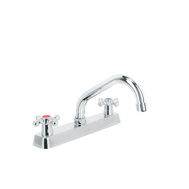 F-317E Mezcladora 8" fregadero cromo, cuello corto, cruceta, BASIC