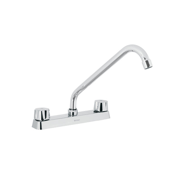 F-318 Mezcladora 8" fregadero cromo, cuello largo,hexagonal, BASIC