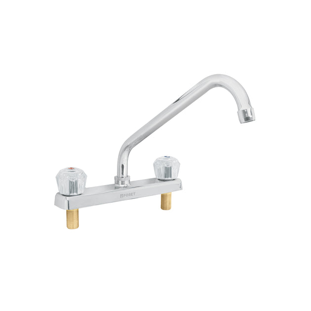 F-318A Mezcladora 8" fregadero cromo, cuello largo, acrílico, BASIC