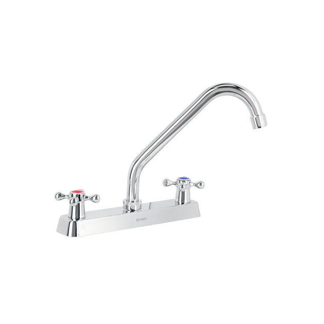 F-318E Mezcladora 8" fregadero cromo, cuello largo, cruceta, BASIC