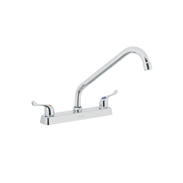 F-318P Mezcladora 8" fregadero cromo, cuello largo, palanca, BASIC