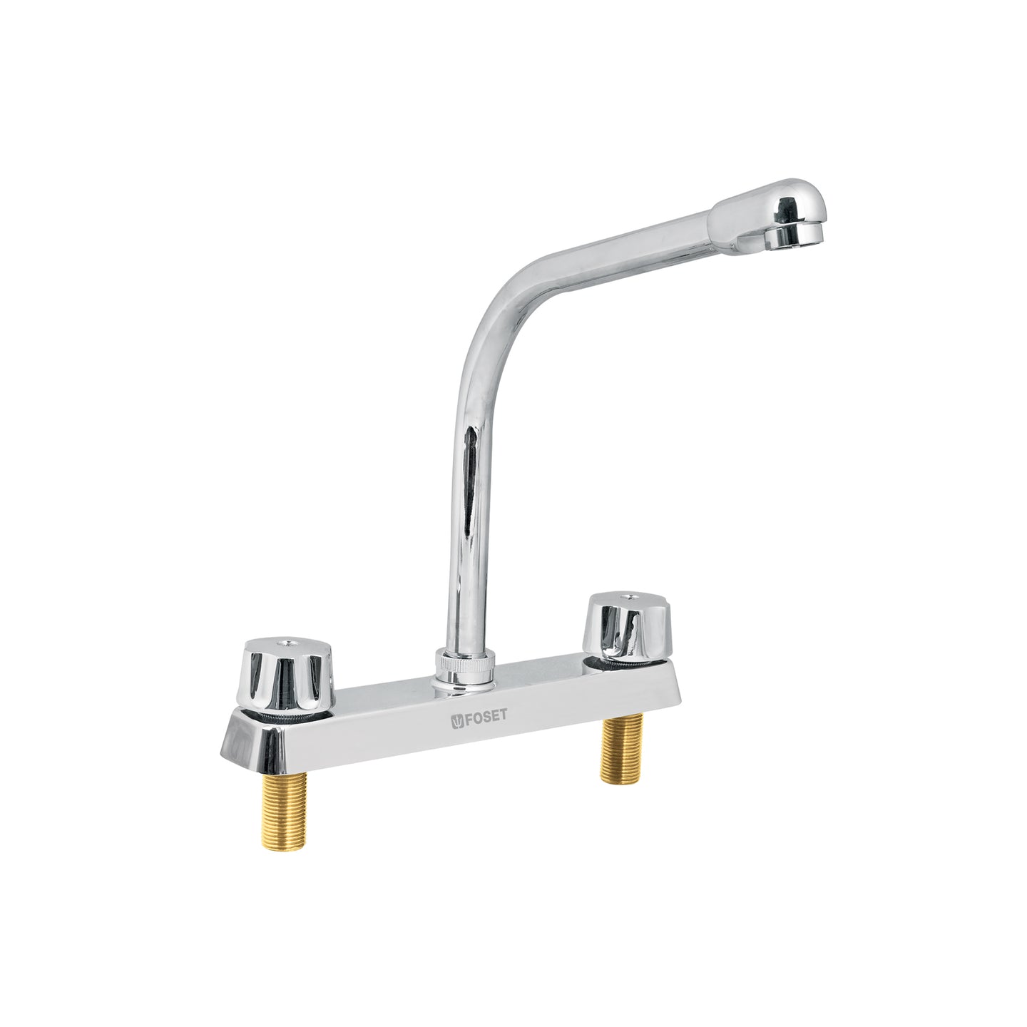 F-319 Mezcladora 8" fregadero cromo, cuello cobra,hexagonal, BASIC