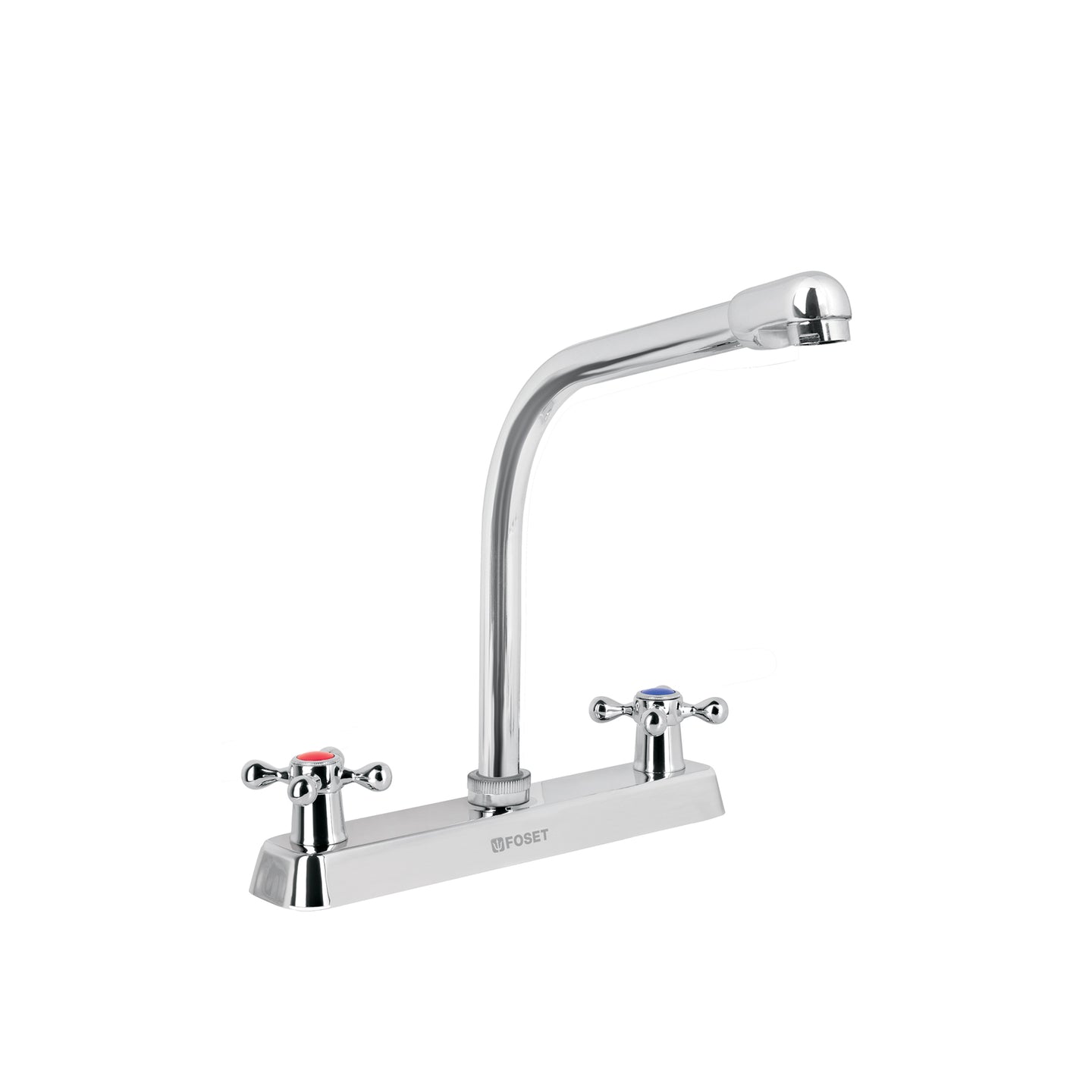 F-319E Mezcladora 8" fregadero cromo, cuello cobra, cruceta, BASIC