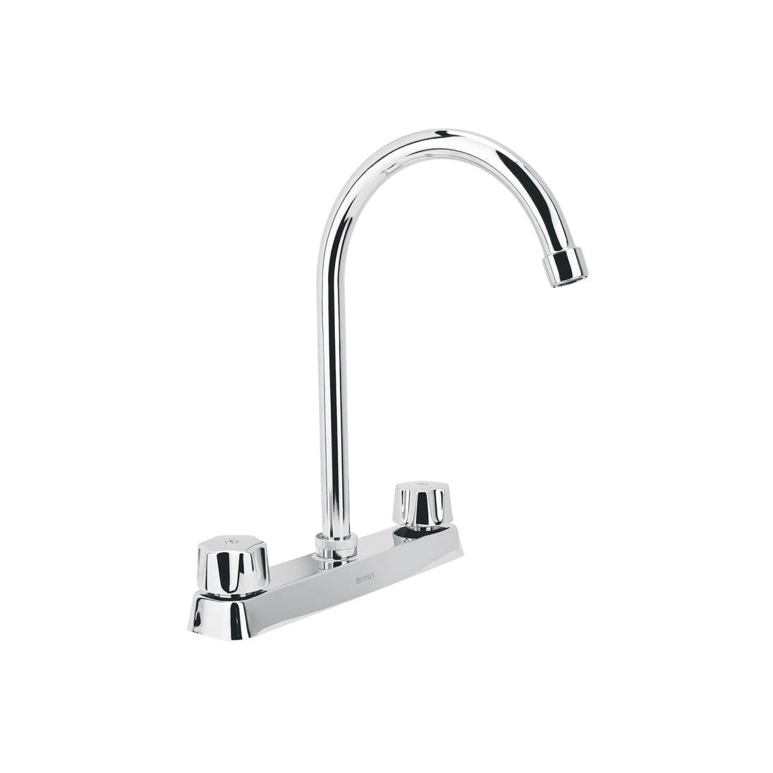 F-320 Mezcladora 8" fregadero cromo, cuello curvo,hexagonal, BASIC