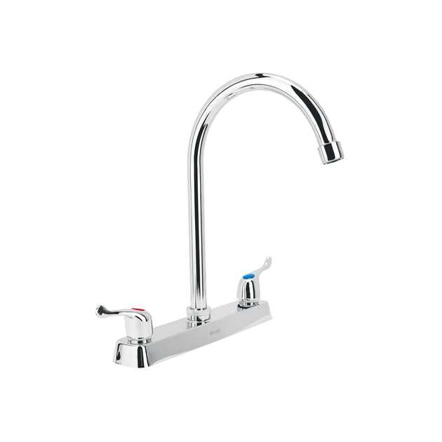 F-320P Mezcladora 8" fregadero cromo, cuello curvo, palanca, BASIC