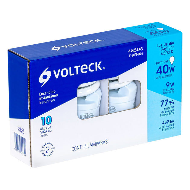 F-9EMX4 Pack de 4 lámparas espiral mini T2 9 W luz de día, en caja