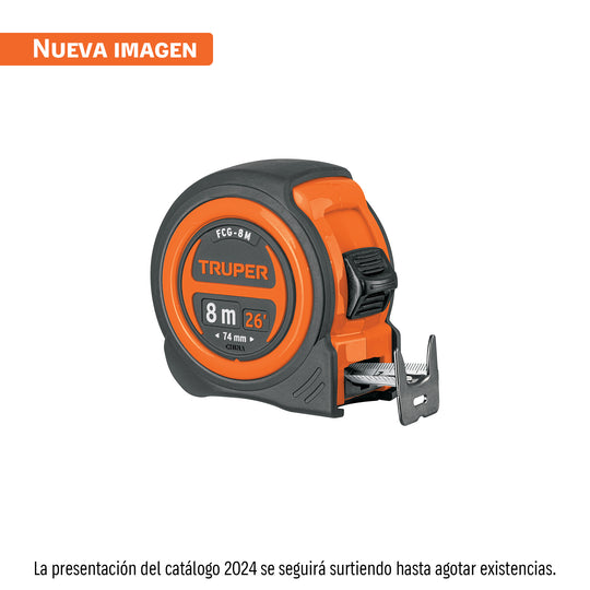 FCG-8M Flexómetro compacto contra impactos 8 m cinta 25 mm, TRUPER
