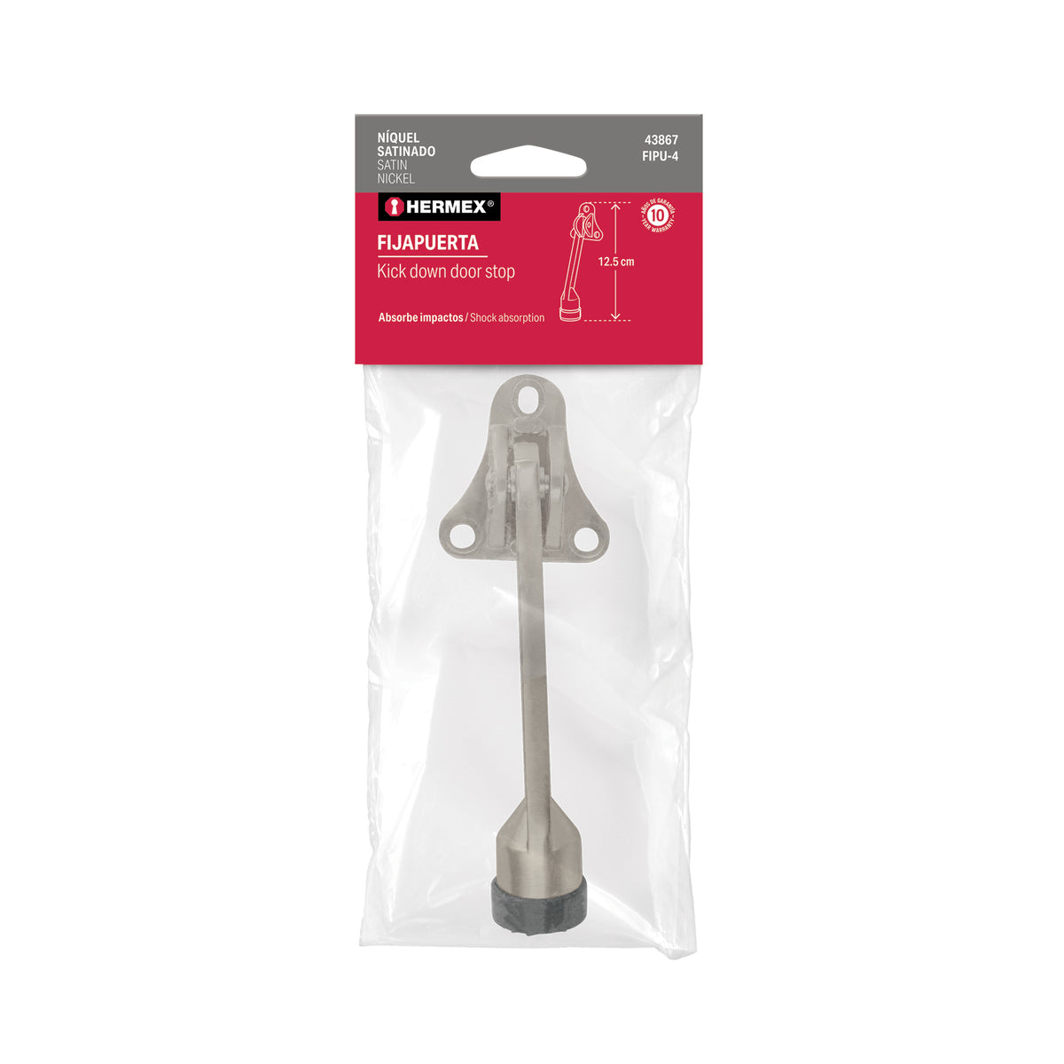 Tope Puerta Metálico Níquel Satinado Hermex FIPU-4 107mm