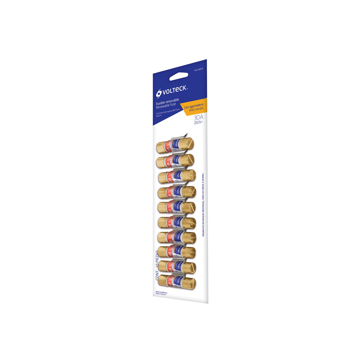 FUS-30A-D Tarjeta despachadora con 10 fusibles 30 A con agarradera
