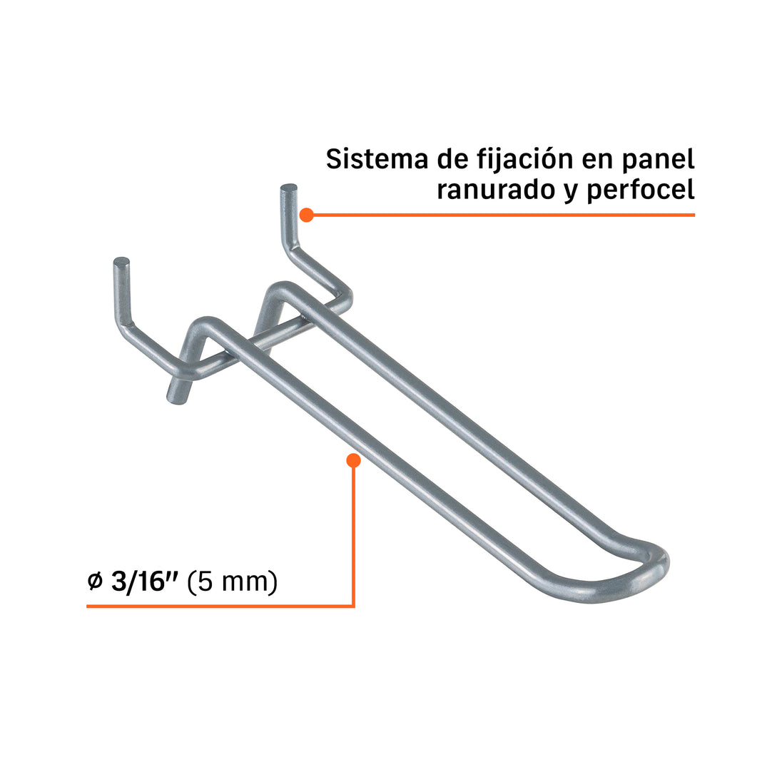 Gancho Truper GA-4D 4" Panel Ranurado/Perfocel Carga Pesada