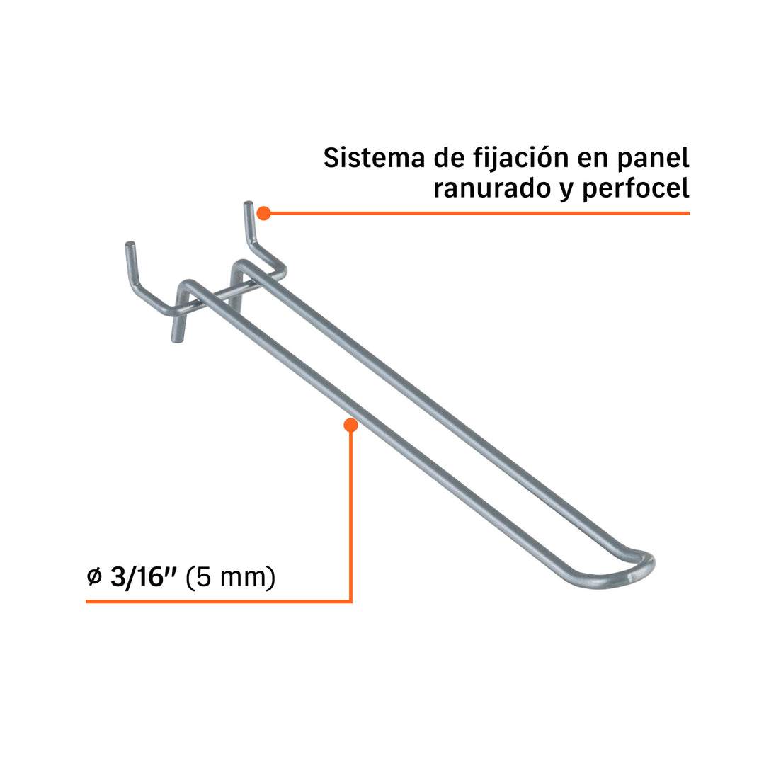 Gancho Truper GA-8D 8" Panel Ranurado Perfocel Uso Pesado