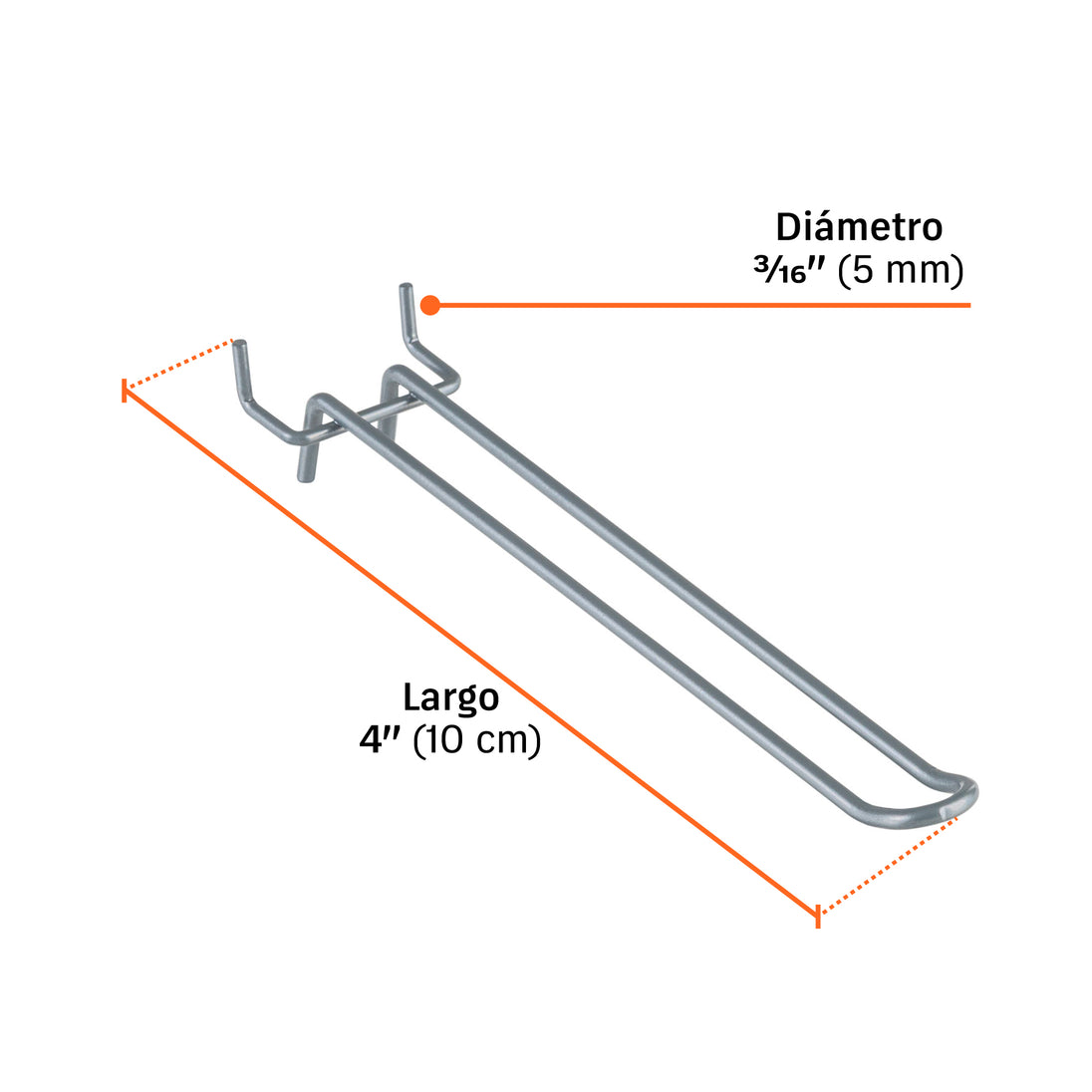 Gancho Truper GA-8D 8" Panel Ranurado Perfocel Uso Pesado