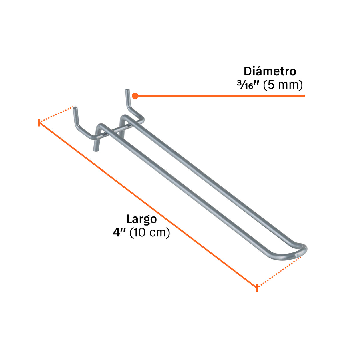 Gancho Truper GA-8D 8" Panel Ranurado Perfocel Uso Pesado