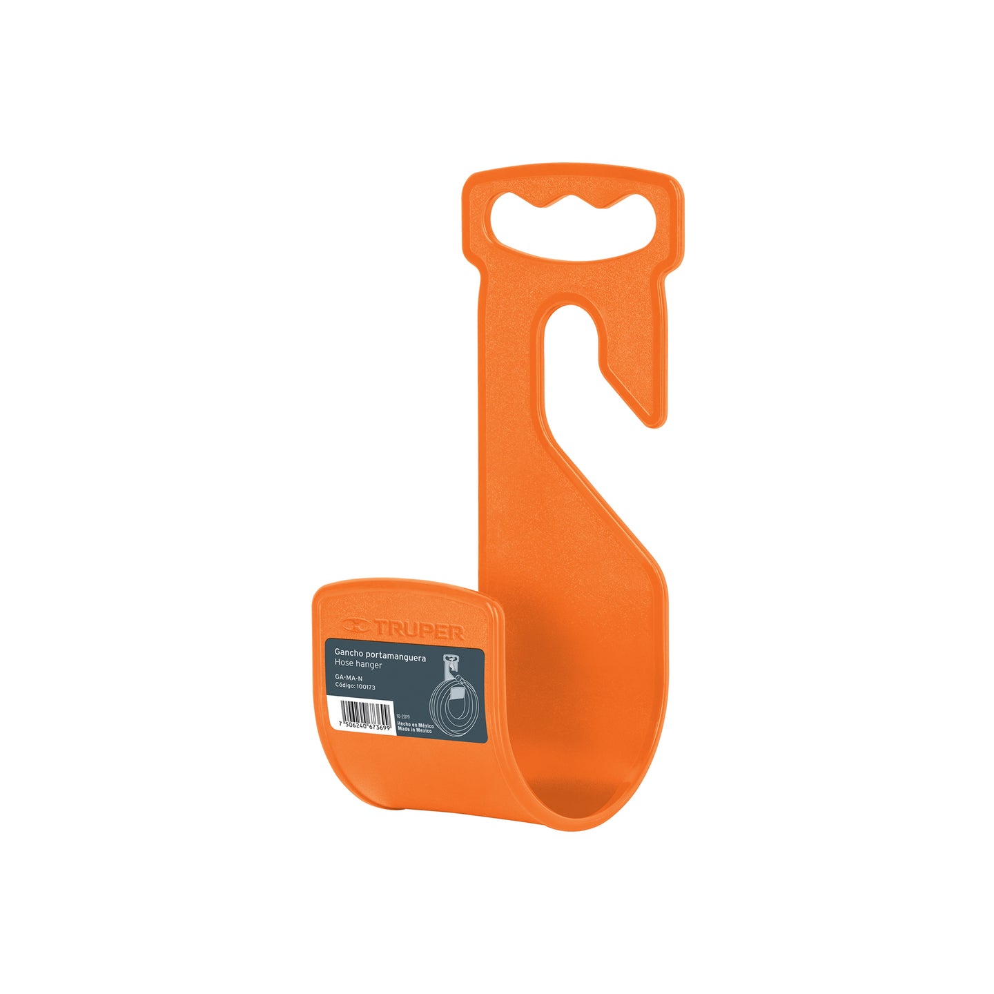 GA-MA-N Gancho plástico naranja para manguera de jardín, Truper