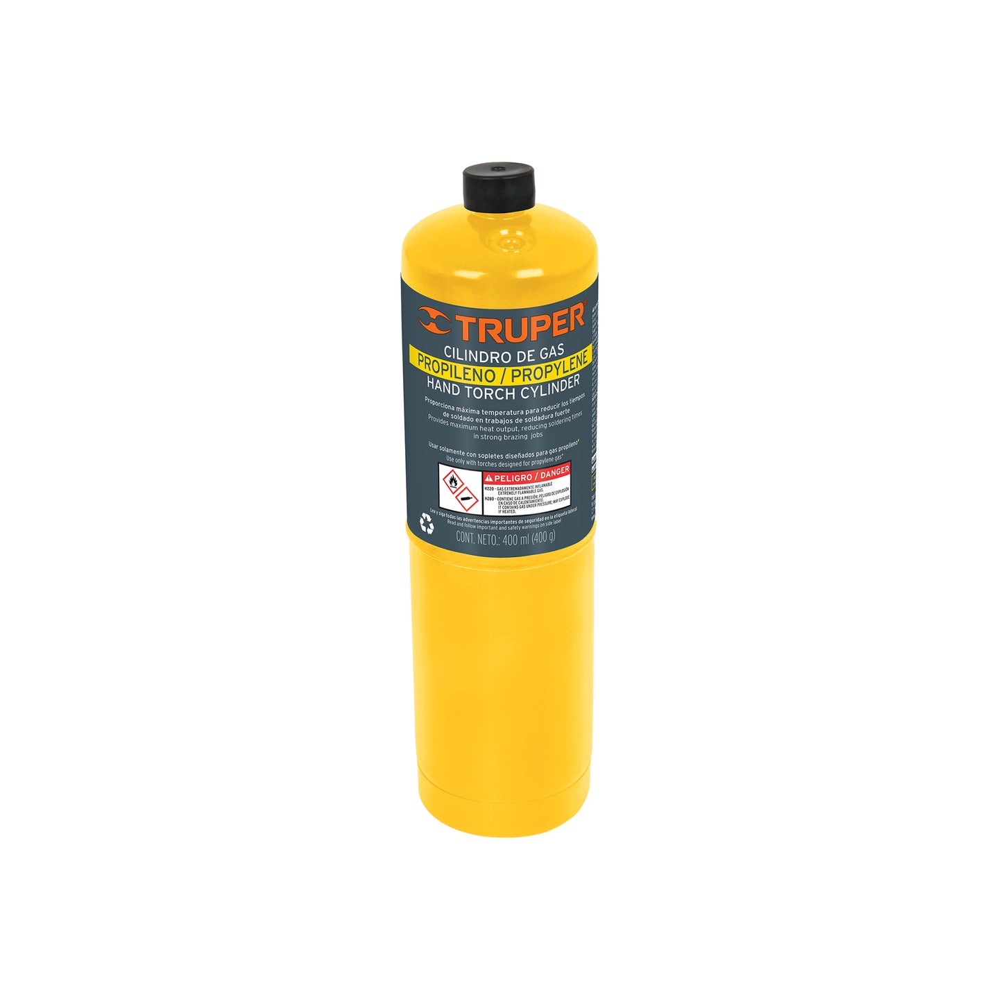 GAS-400N Cilindro de gas propileno de 400 g, amarillo, TRUPER