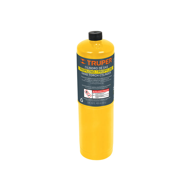 GAS-400N Cilindro de gas propileno de 400 g, amarillo, TRUPER