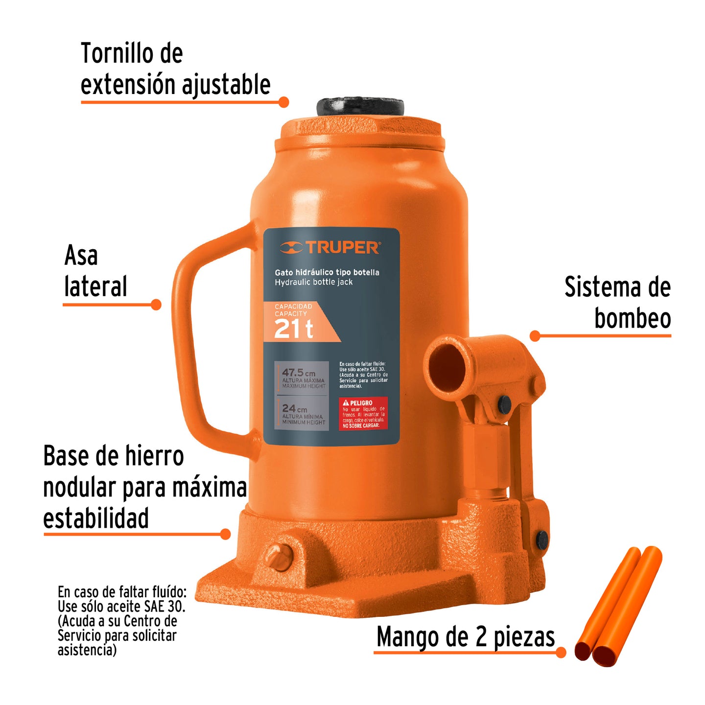 GAT-20 Gato hidráulico de botella de 21 Ton, TRUPER