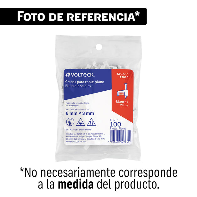 Clavos Cable Plano Volteck GPL-8BC 5x8.5mm x100 | Ferretería