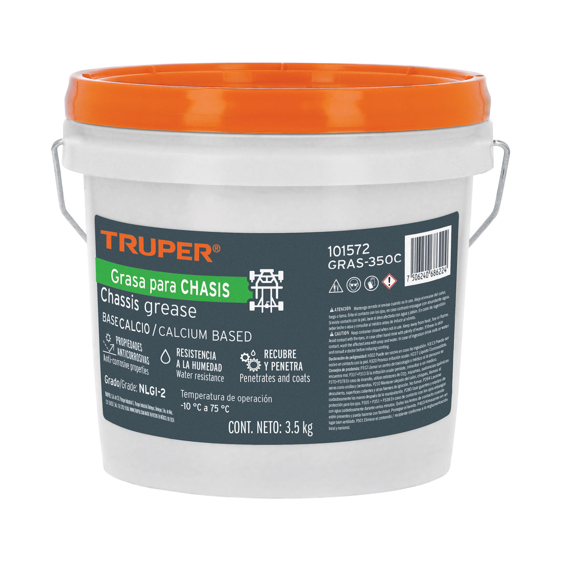 GRAS-350C Grasa lubricante para chasis, base calcio, 3.5 kg, Truper