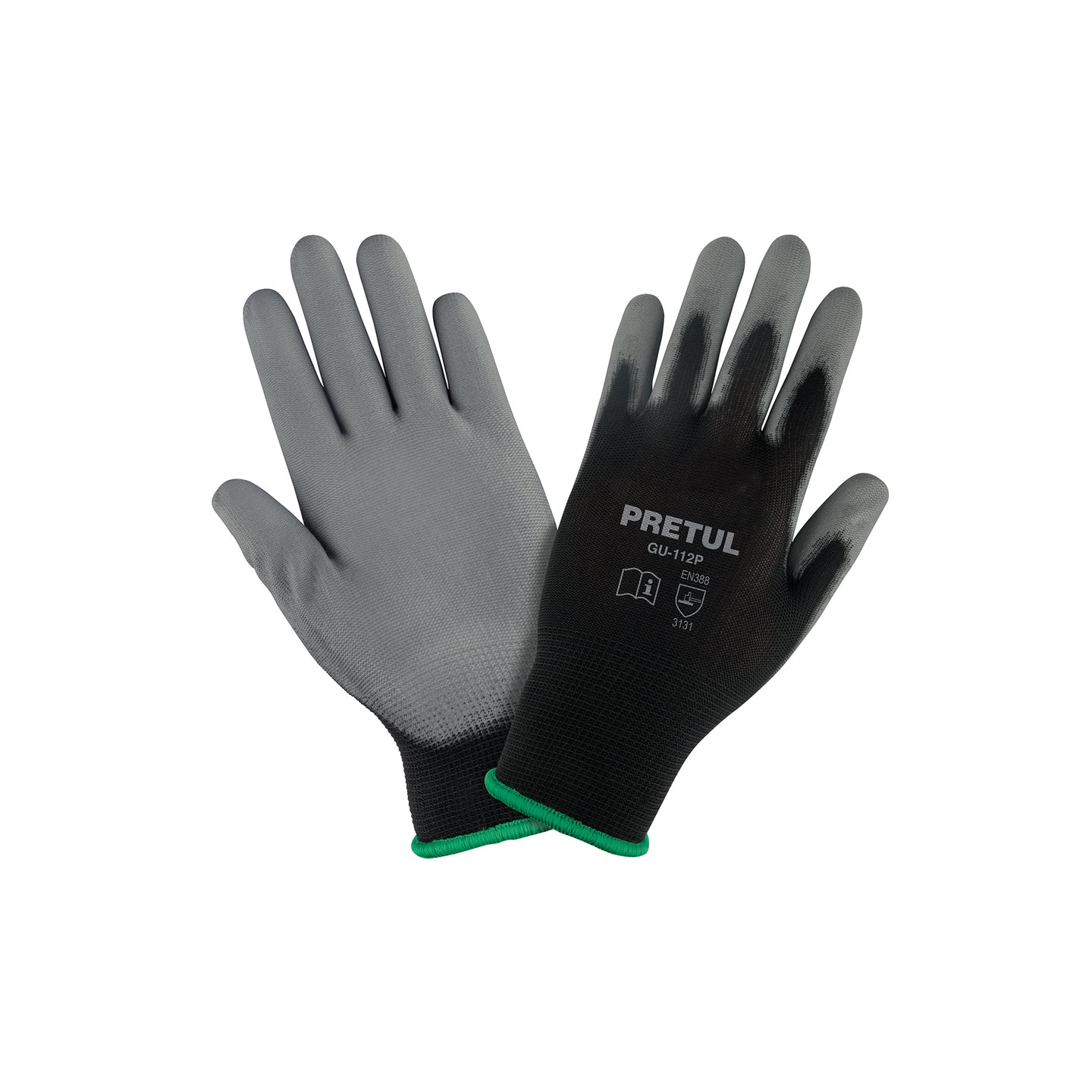 GU-112P Guantes de nylon recubiertos de poliuretano, M, PRETUL