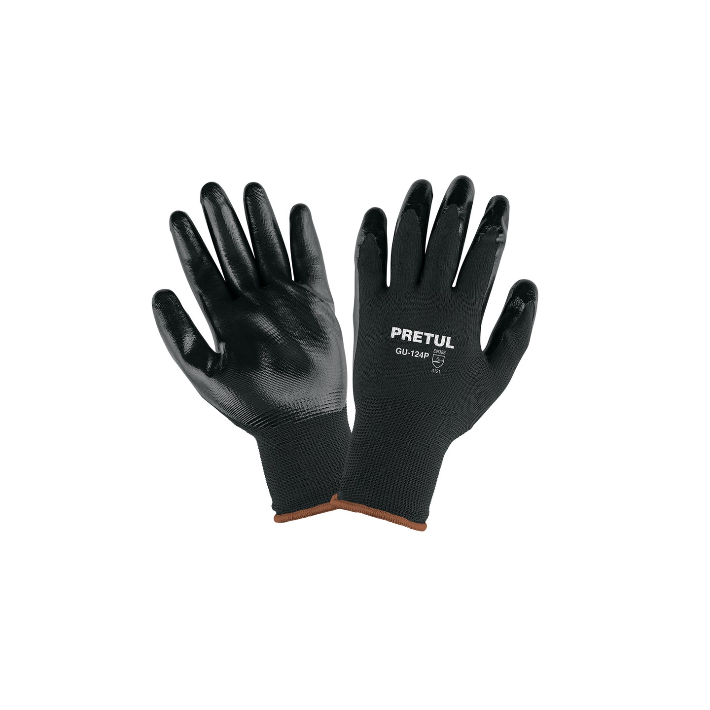 GU-124P Guantes de nylon recubiertos de nitrilo, XG, PRETUL